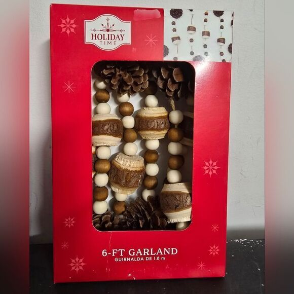 Transitional Traditional Natural Brown Pinecone Christmas Garland Bundle of 2 - Picture 5 of 7